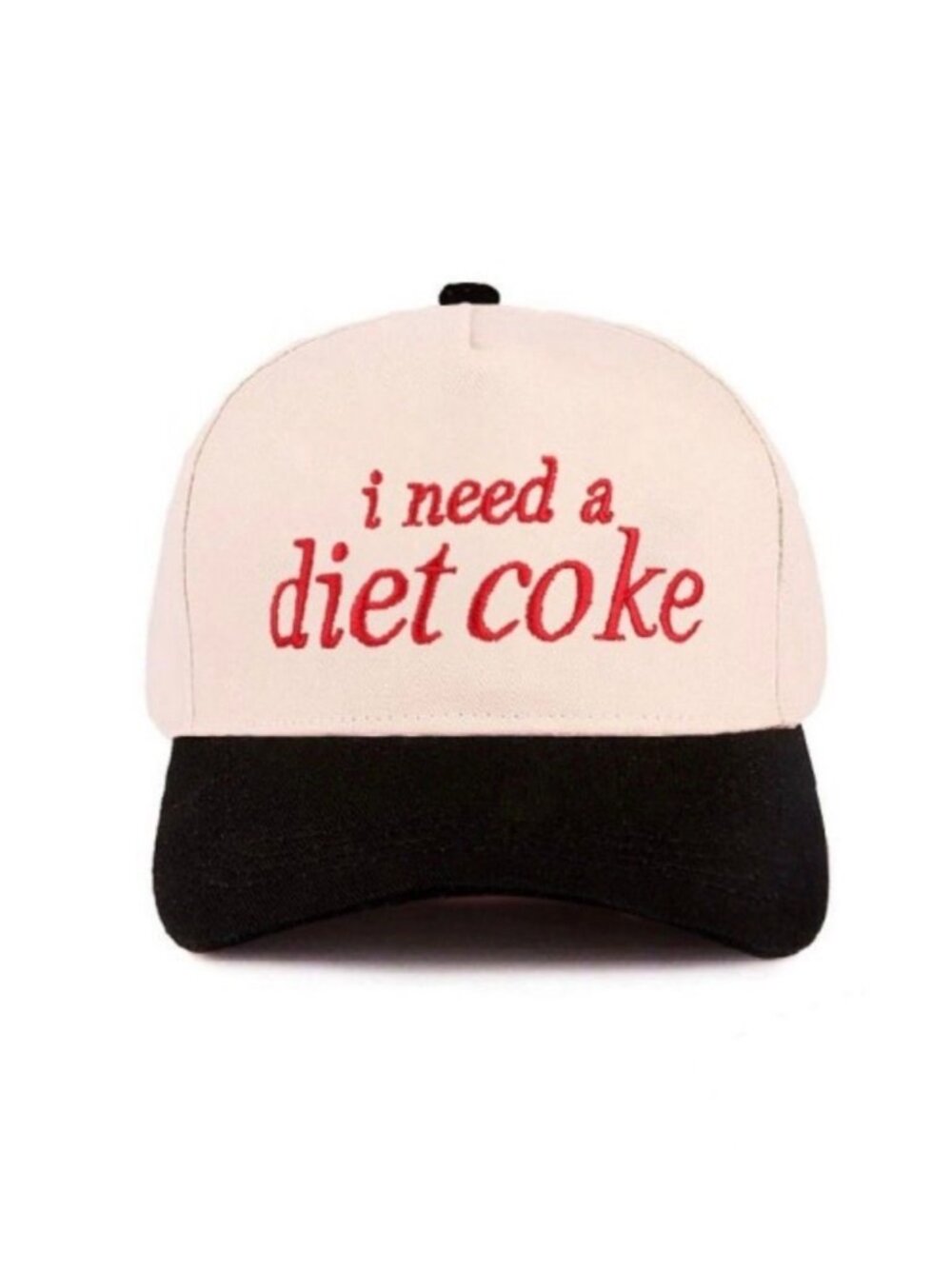NEW I NEED A DIET COKE BLACK EMBROIDERED BASEBALL HAT CAP ADJUSTABLE